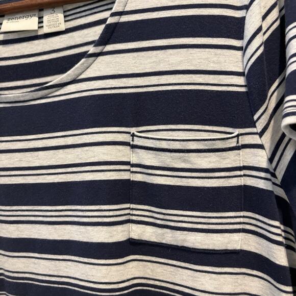 Zenergy Chico’s Maxi Dress Women XL (3) Blue White Stripe Nautical Sailor Cruise - Picture 8 of 15